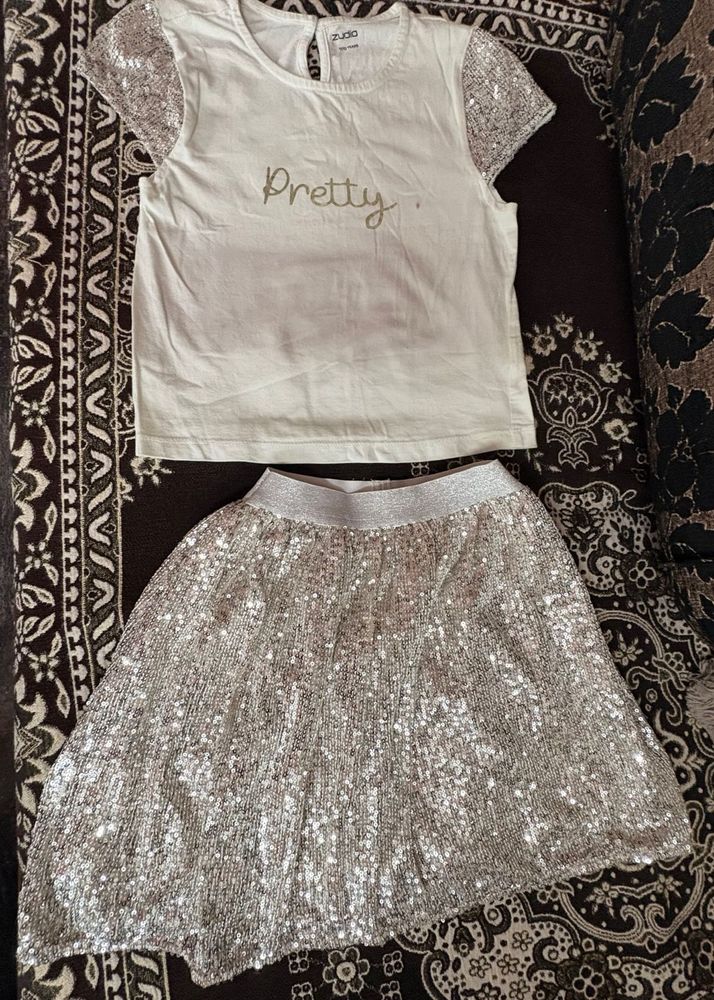 Sparkly Sequin Skirt &amp; "Pretty" Top Set