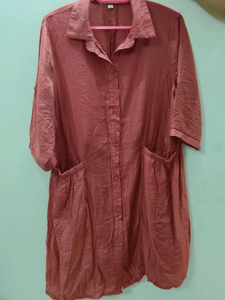 Casual Collared Button-Up Dress