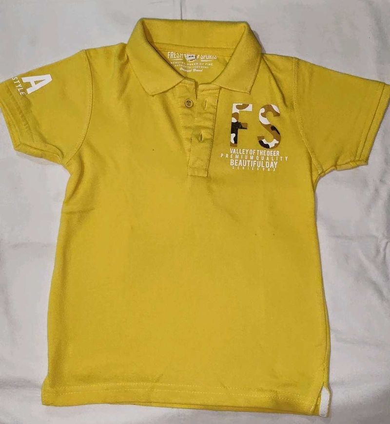 Yellow Graphic Print Polo Shirt