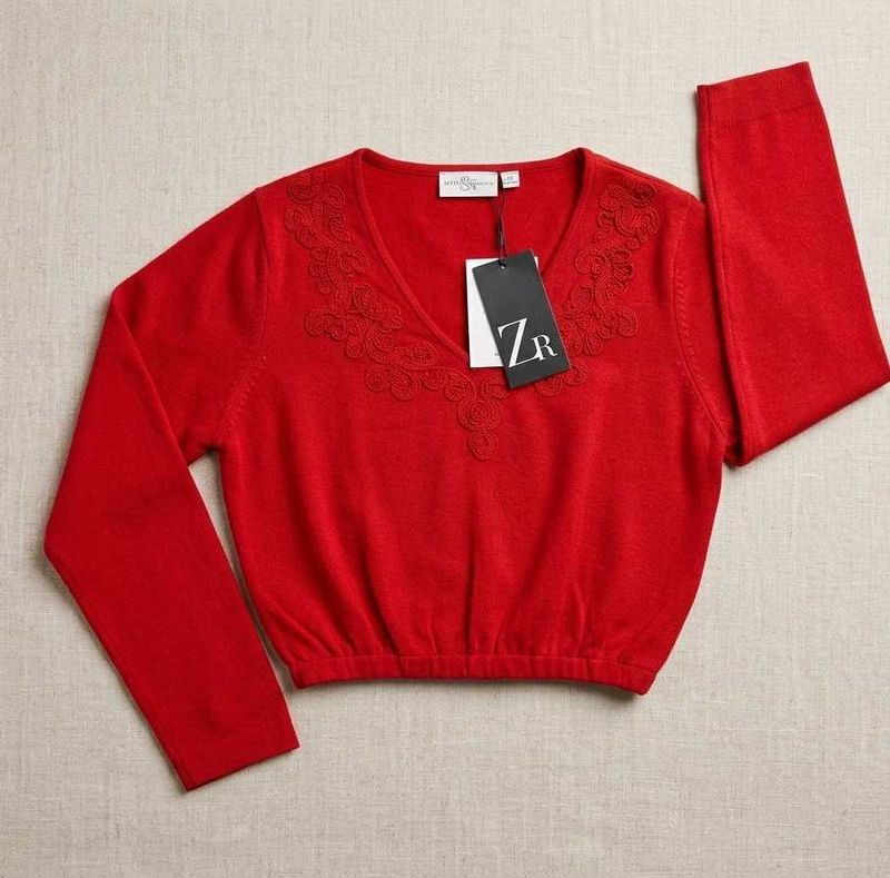Charming Red V-Neck Sweater
