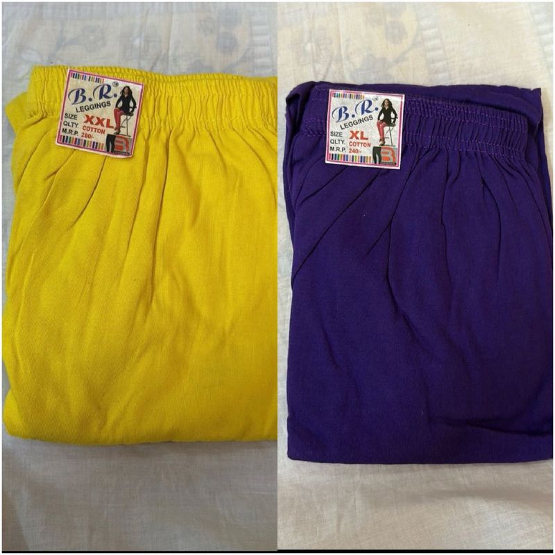 B.R. Leggings-Yellow &amp; Navy Combo