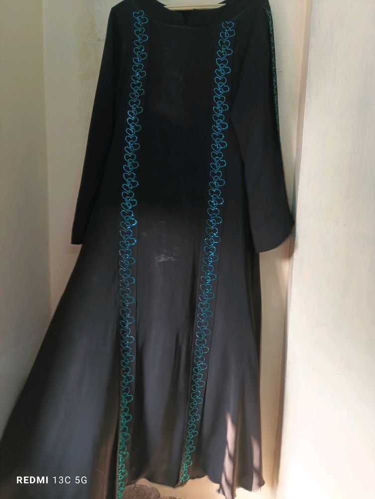 Elegant Blue Stone Work Abaya Gown