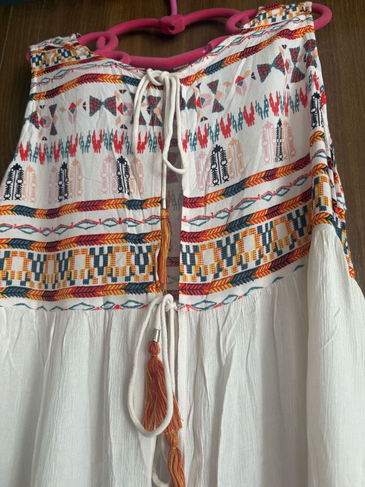 Bohemian Embroidered White kurta jacket