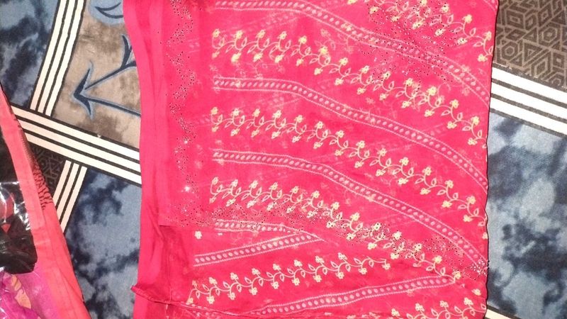 Vibrant Pink Embroidered Saree