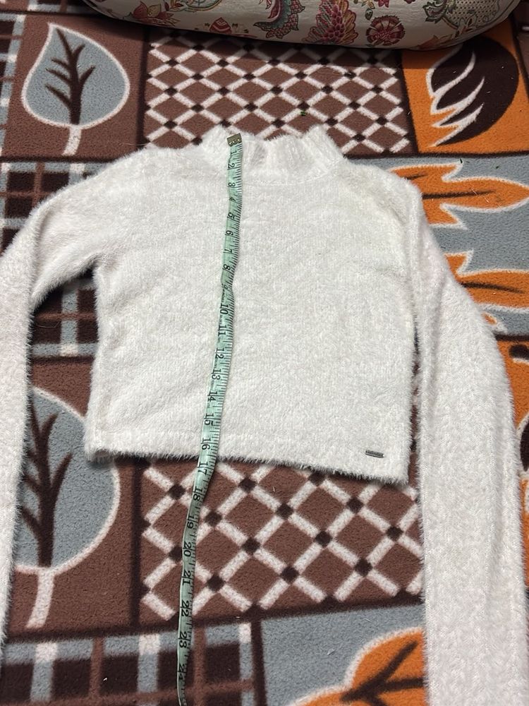 Fluffy White Long Sleeve Top