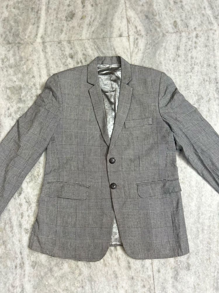 Unisex Grey Checked Blazer