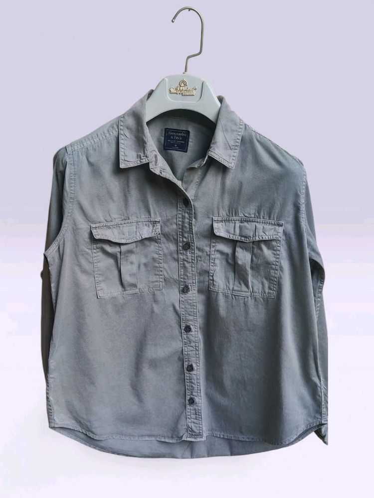Abercrombie &amp; Fitch Grey Button-Up Shirt
