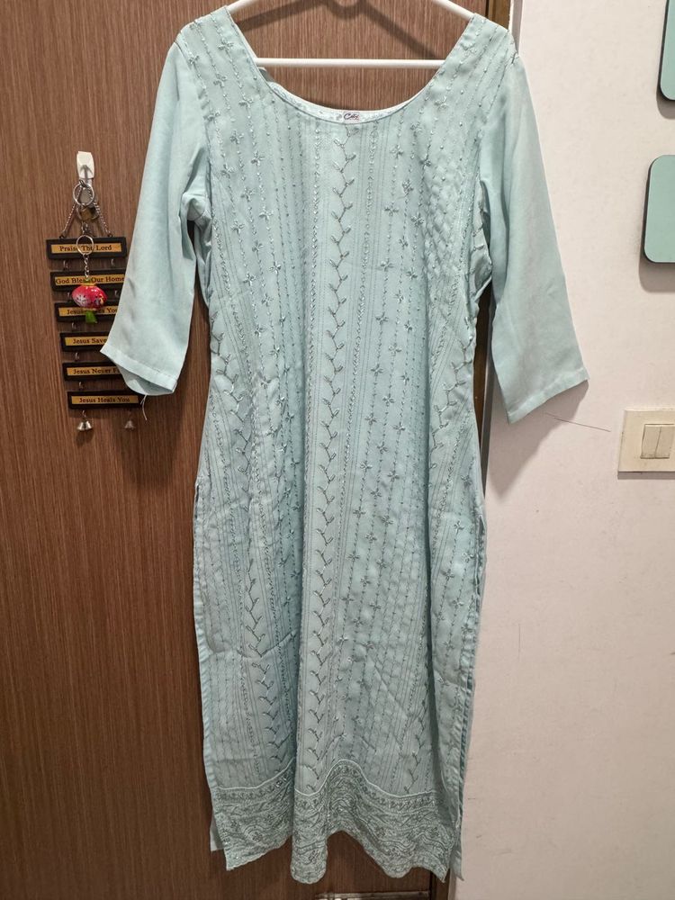 Elegant Light Blue Embroidered Kurta