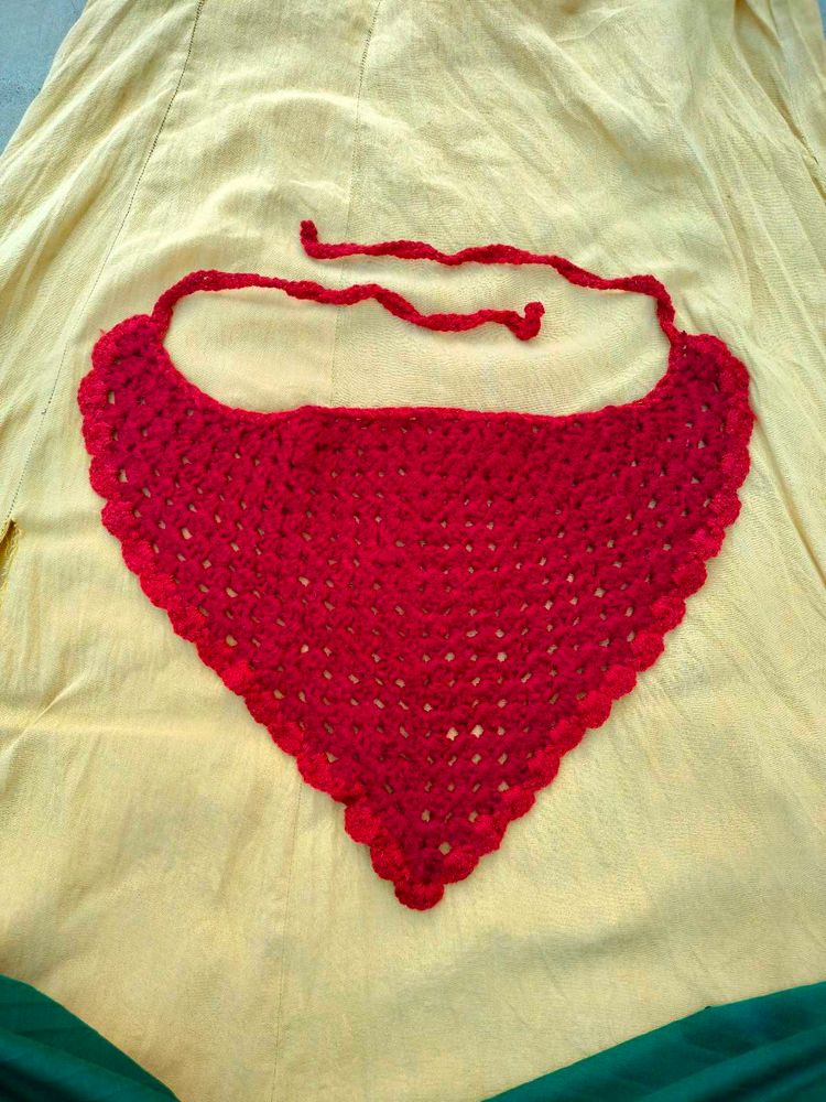 Maroon colour crochet bandana headscarf