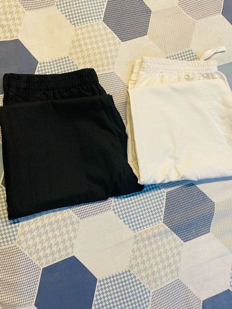 combo of 2 Black &amp; White Pants Set