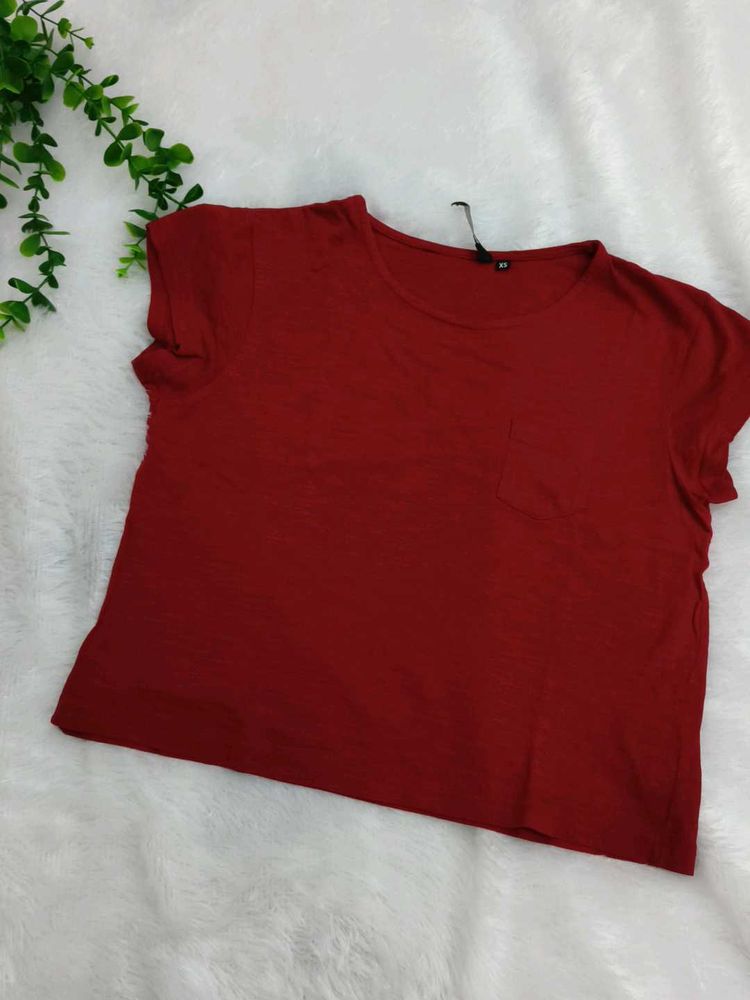 Solid Red Pocket T-Shirt