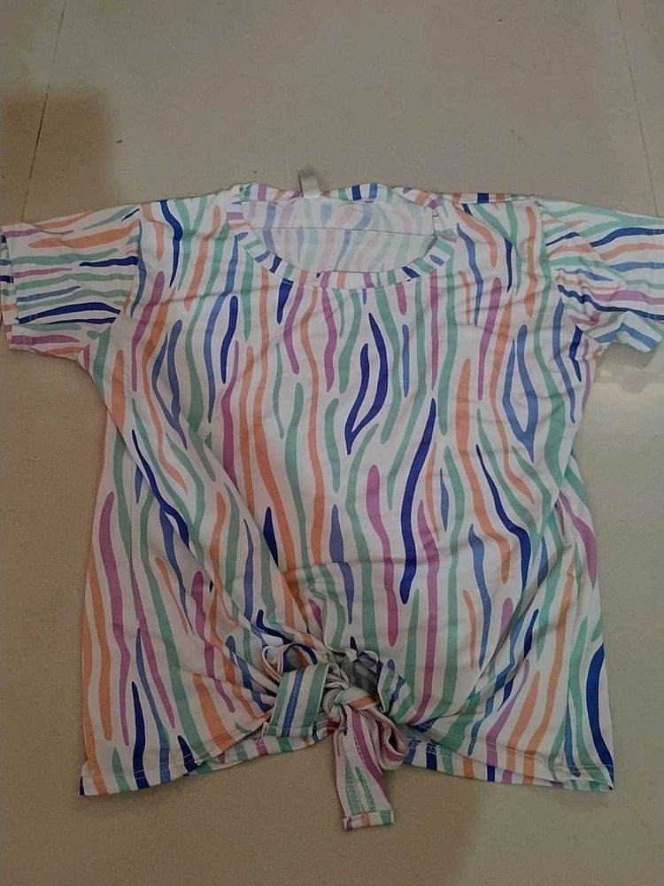 Tie-Front Zebra Print Top