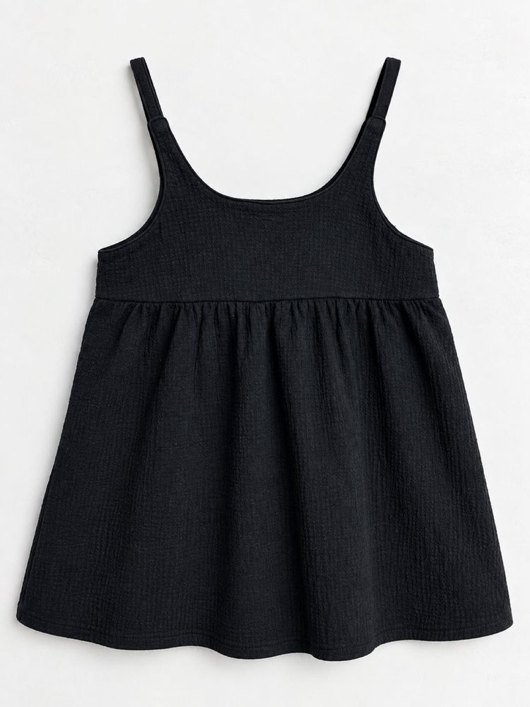Black Textured Babydoll Dress
