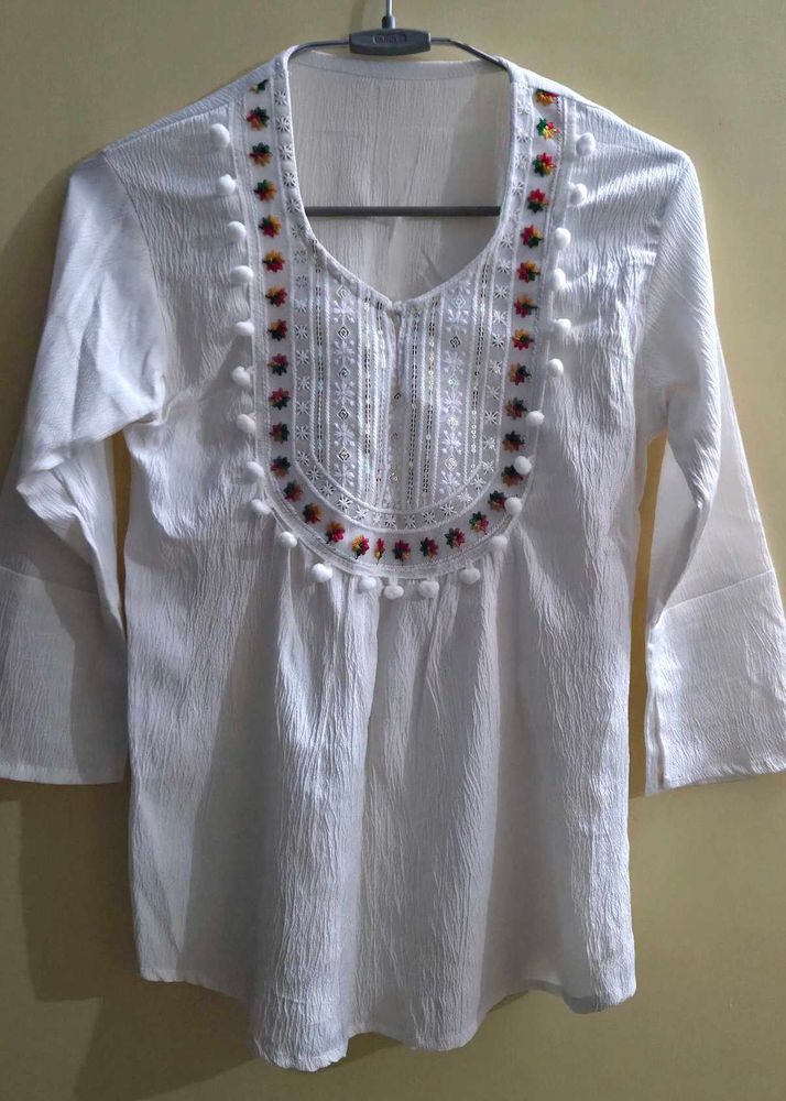 Embroidered White Kurta top