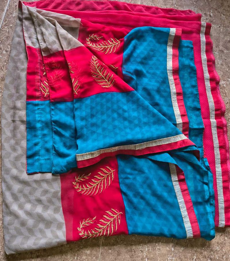 Vibrant Embroidered Saree