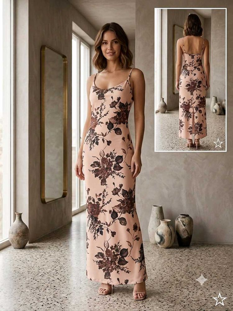 Elegant Floral Print Slip Dress