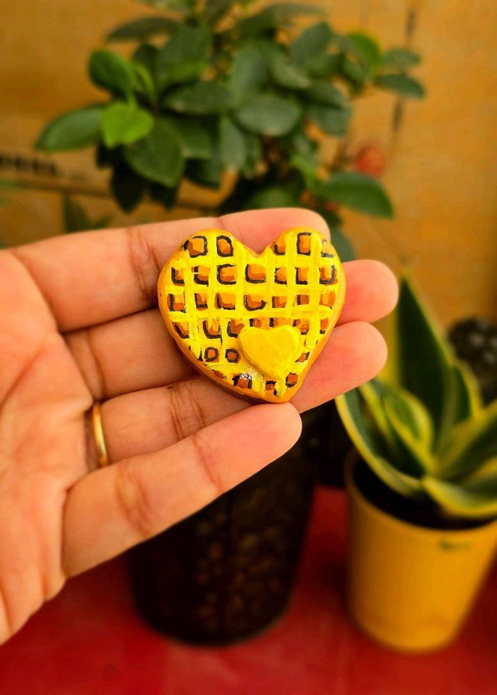 Handmade Heart Waffle fridge magnet