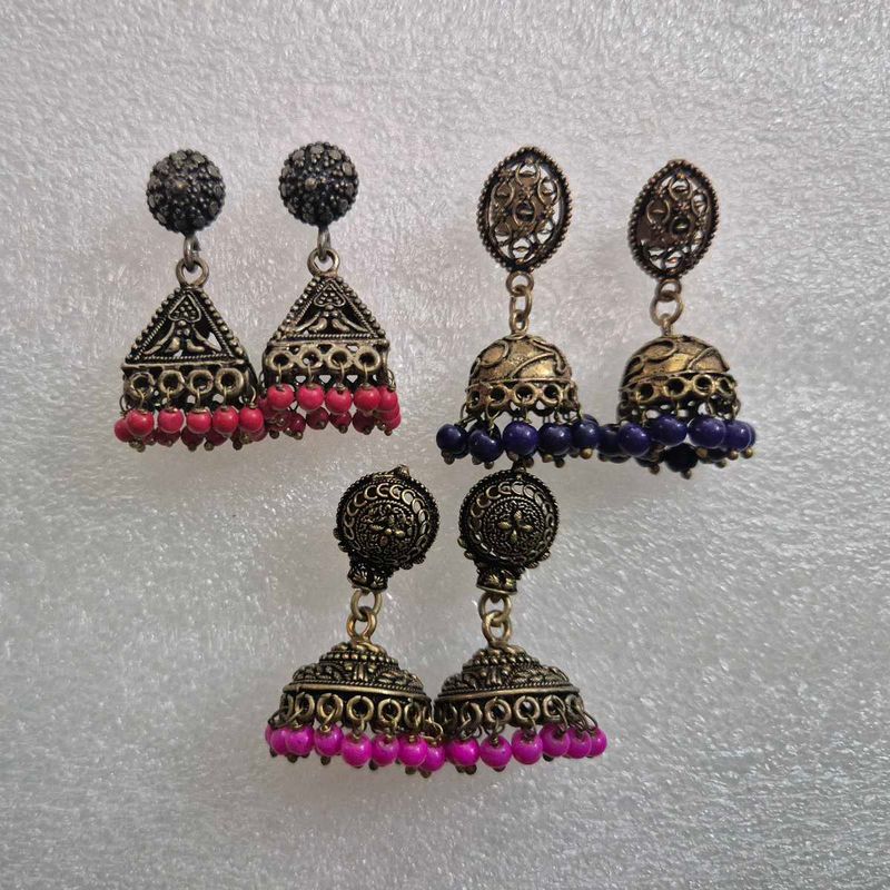 Boho Ethnic Jhumka Earrings Set