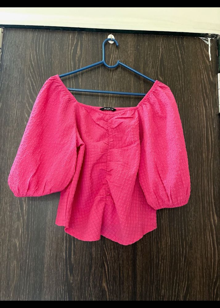 Chic Pink Puff Sleeve Top