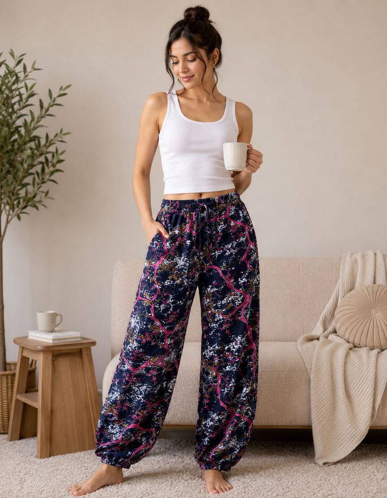 Boho Floral Print Palazzo Pants