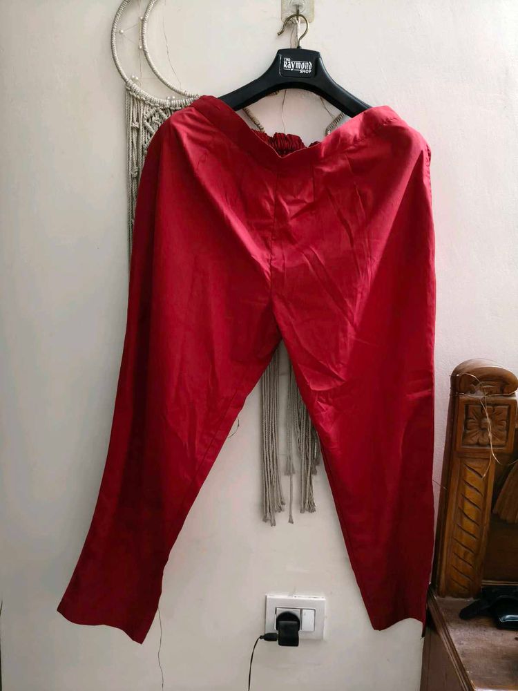 Women Red Stretchable Trousers XXL with pocket