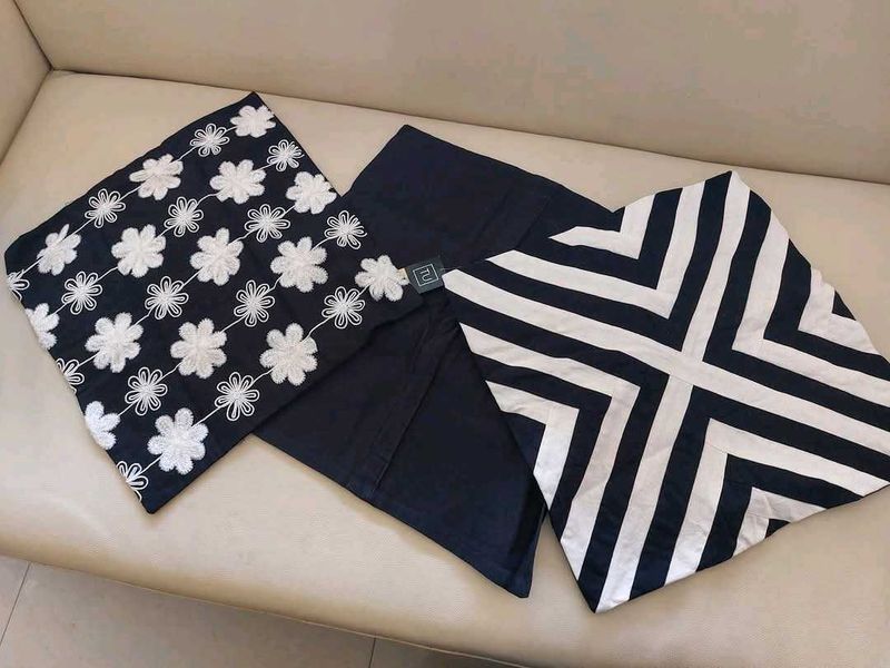 Black &amp; White Cushion Cover Set Of 3