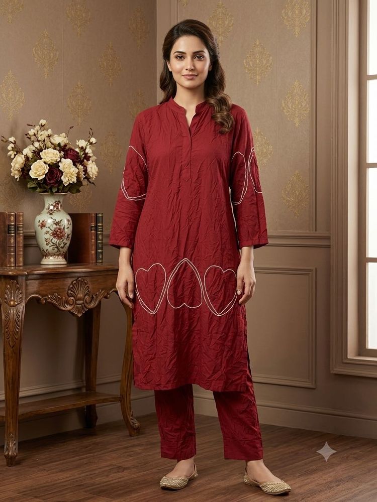 Chic Red Tunic set with Heart Design