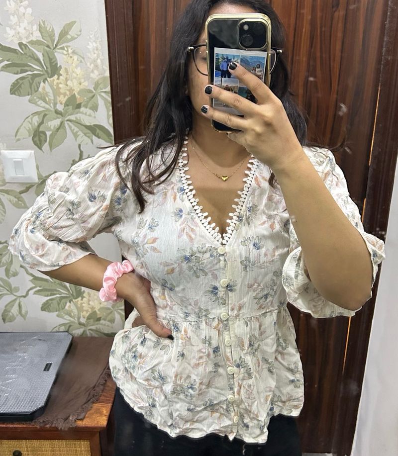 Floral print top (XS)