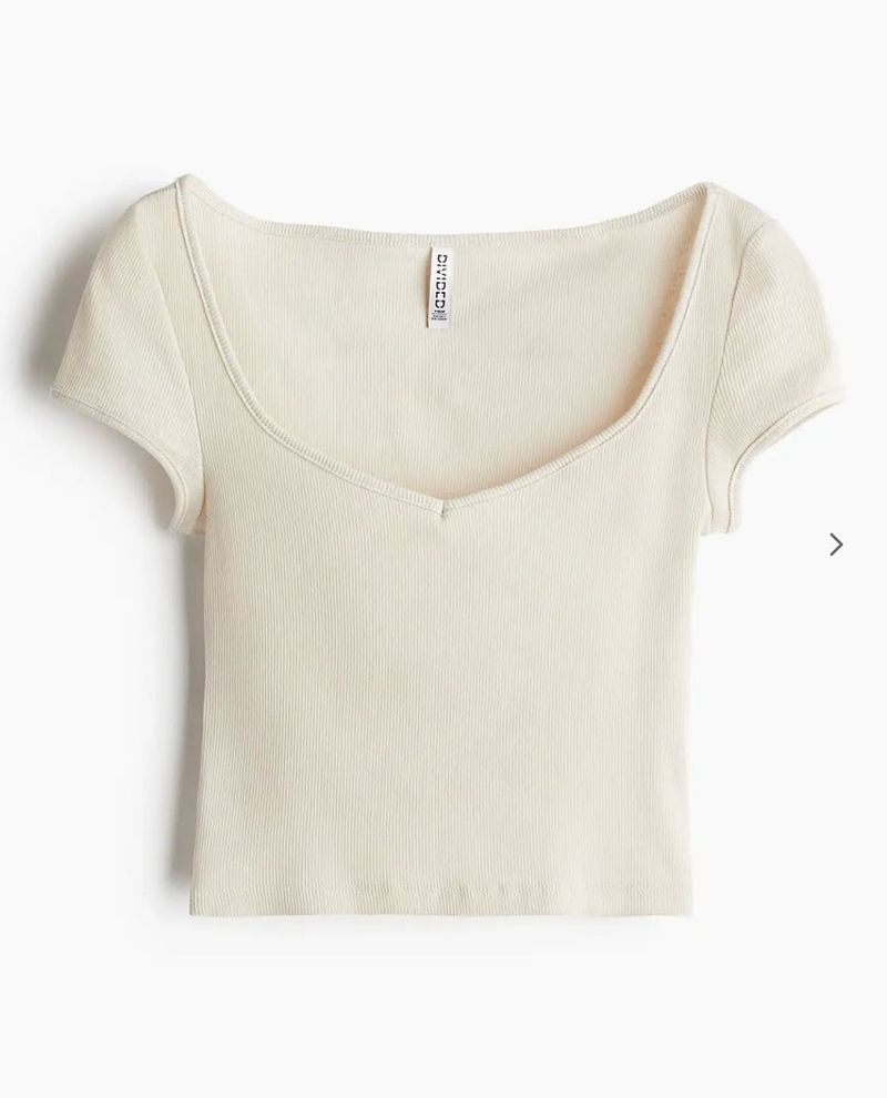 Cream Scoop Neck Crop Top