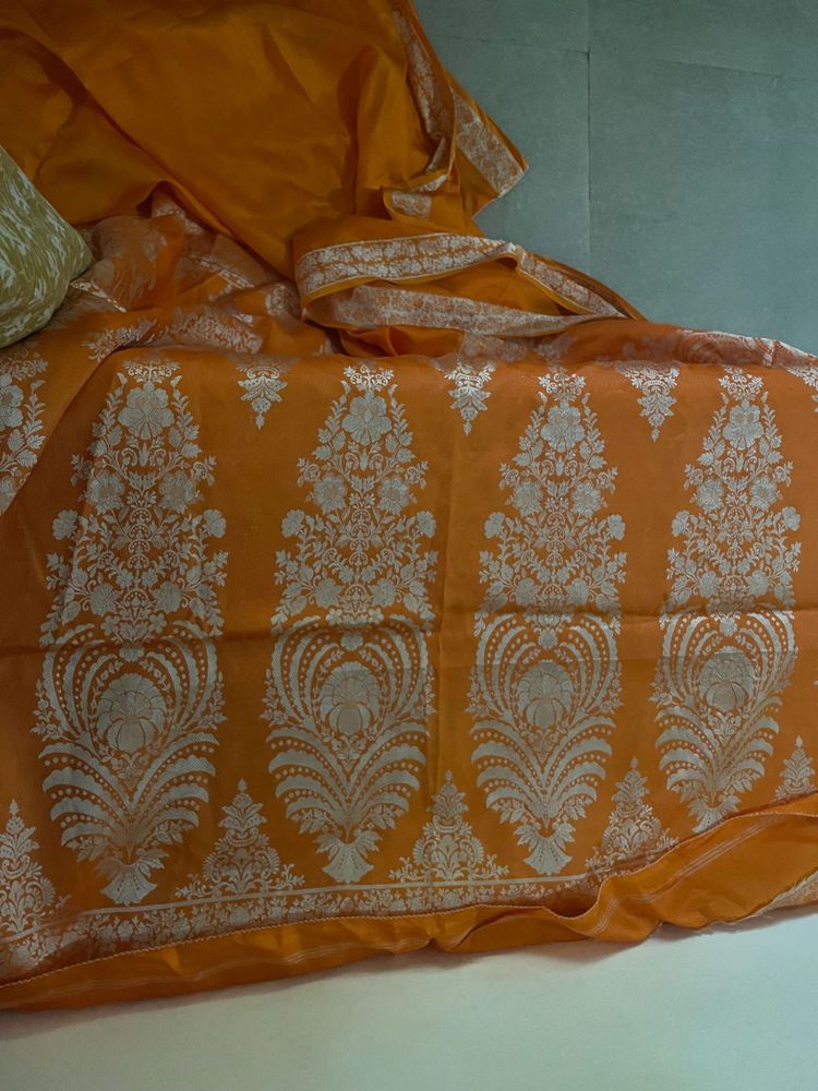 Vibrant Orange Silk Saree