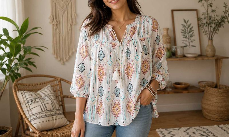 Boho Print Tunic Top