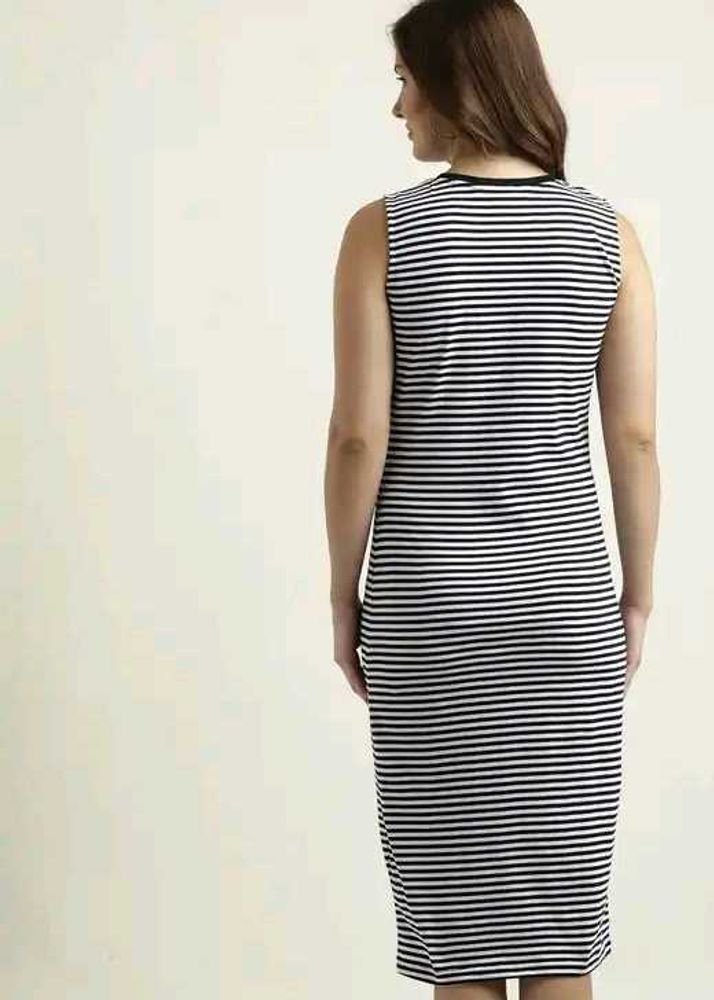 Striped Sleeveless Midi Dress