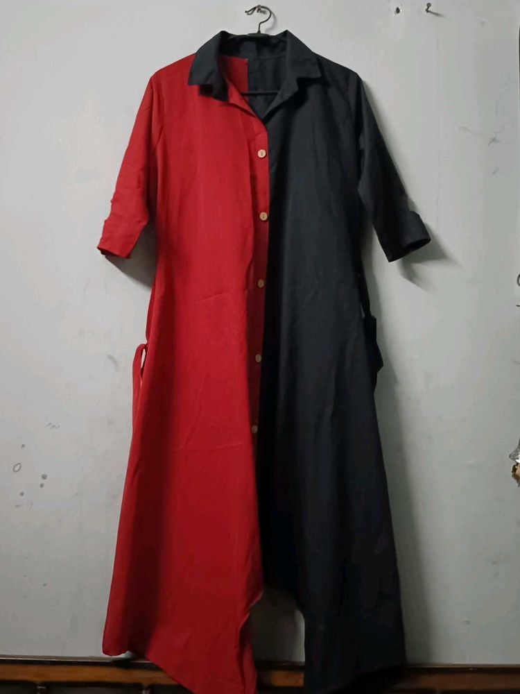 Color Block Midi Shirt Dress
