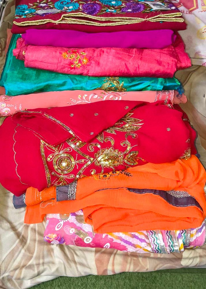 Embroidered 8 different saree Set