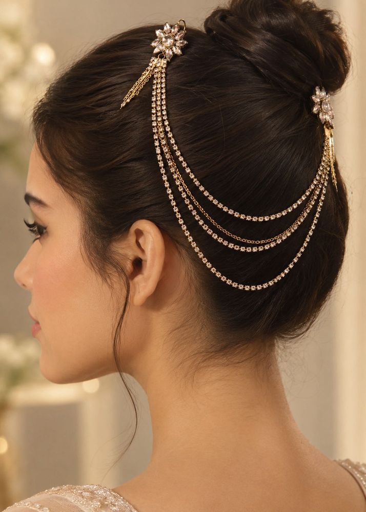 Exquisite Floral Crystal Hair Chain