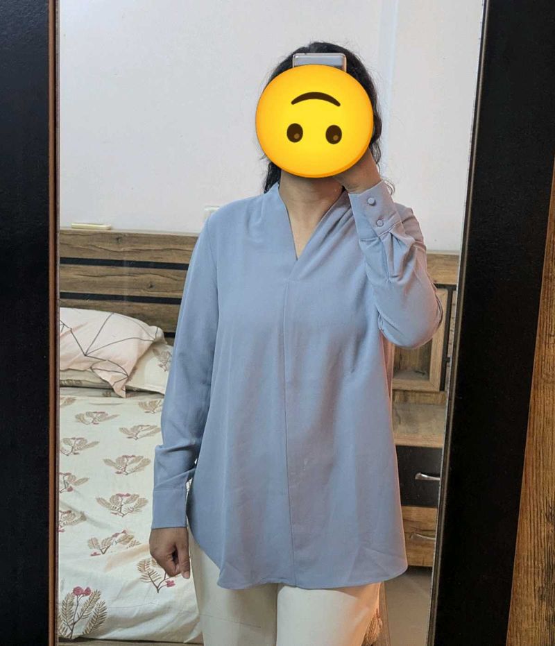 Light Blue V-Neck Tunic Top