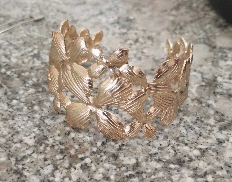 Gold Floral Cuff Bracelet