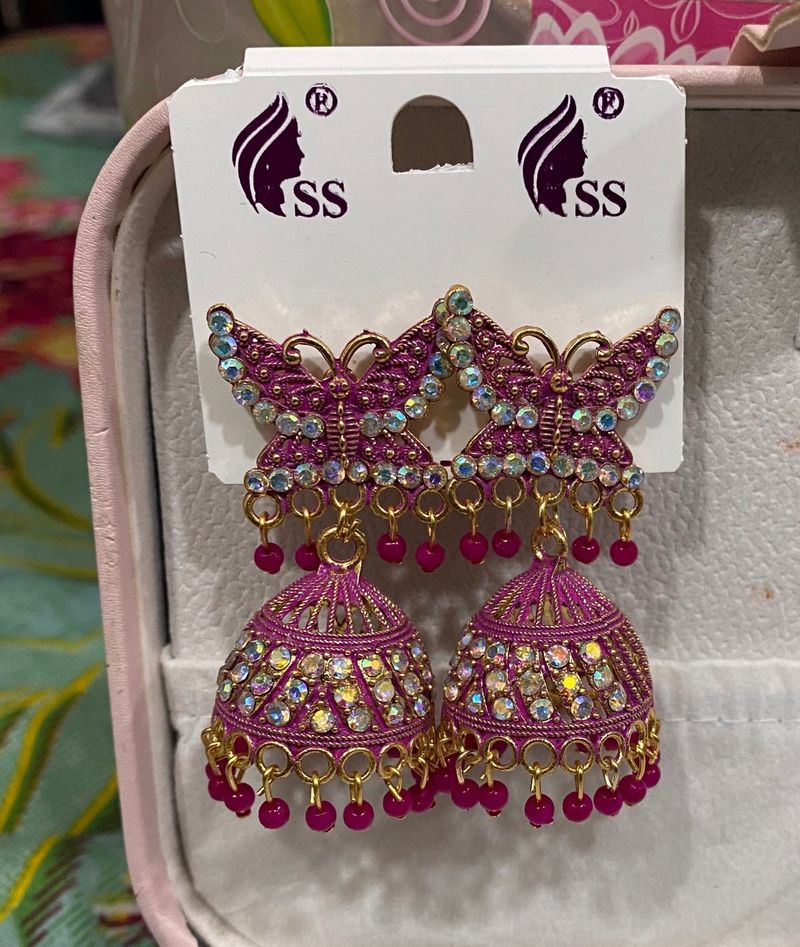 Butterfly Jhumka Earrings