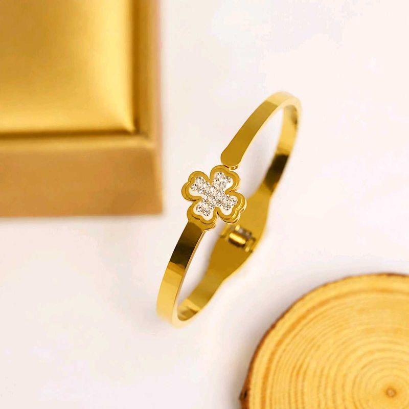 stainless steel gold kada bracelet