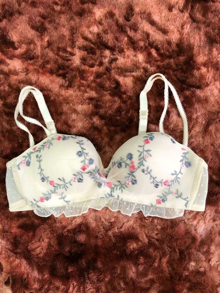 Charming Floral Embroidered Bra