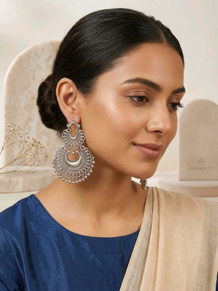 Elegant Silver Jhumka Earrings
