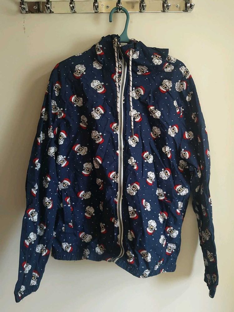 Santa Print Hooded Jacket - Merry christmas