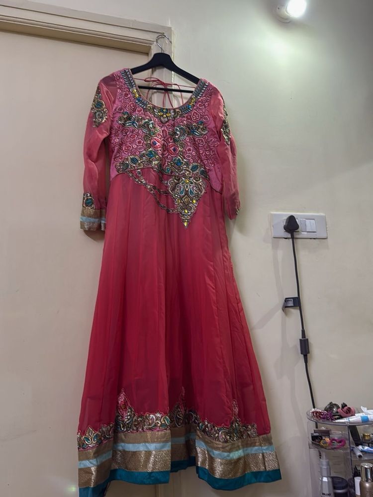 Elegant Pink Anarkali Kurta Set