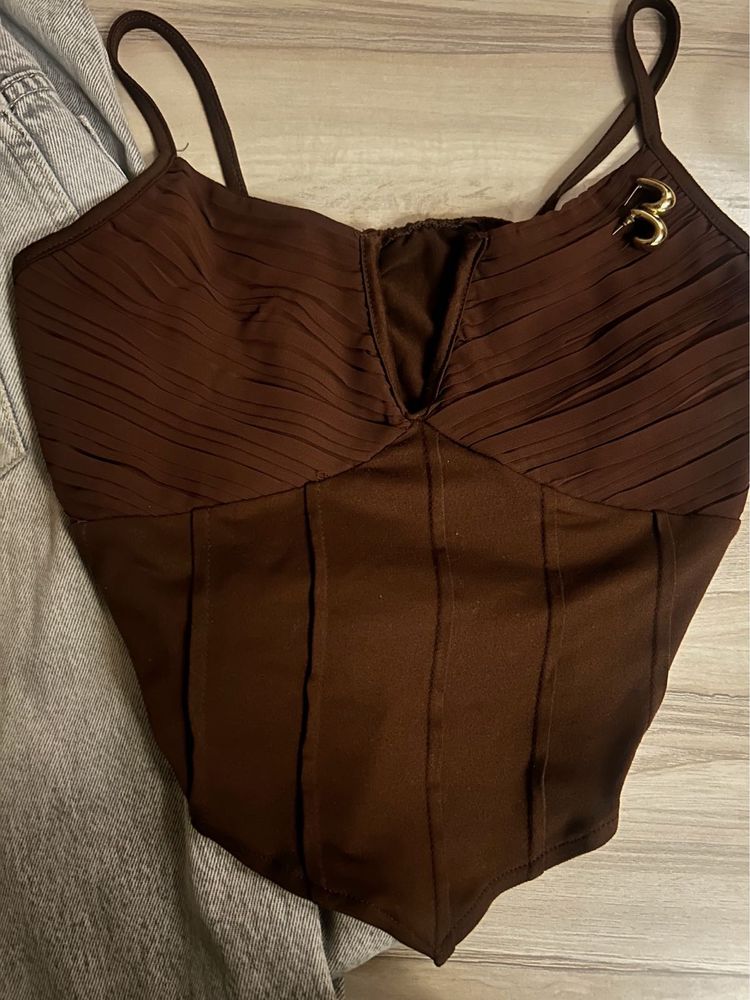 brown corset cotton