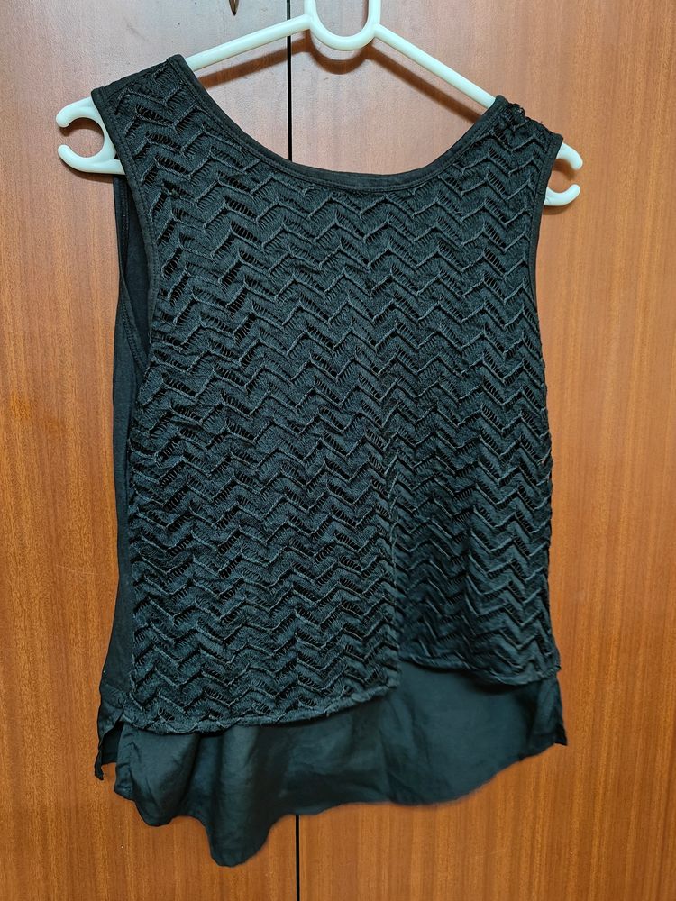 Black Lacey Tank Top From Brand denim