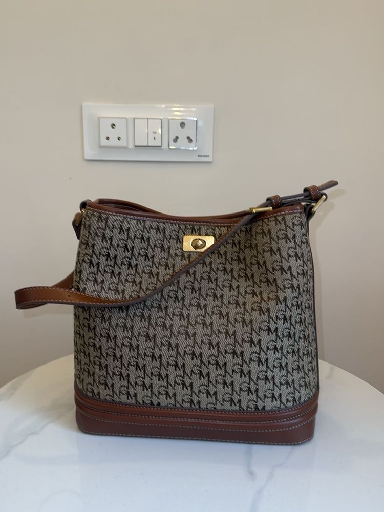 MANGO Stylish Monogram Bucket Bag