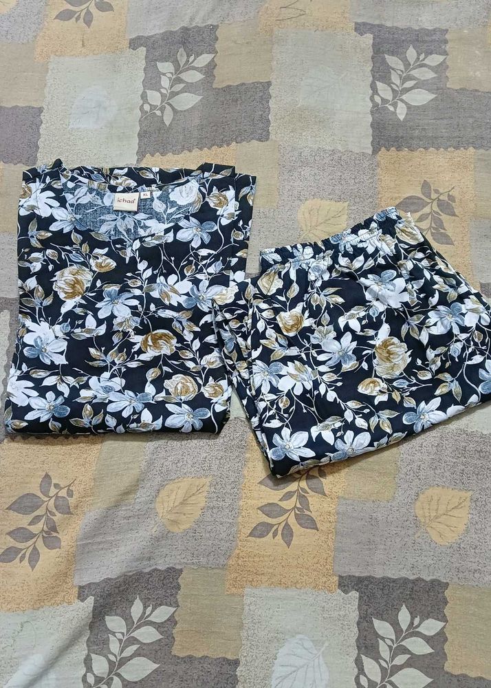 Black Floral Print Co-ord Set