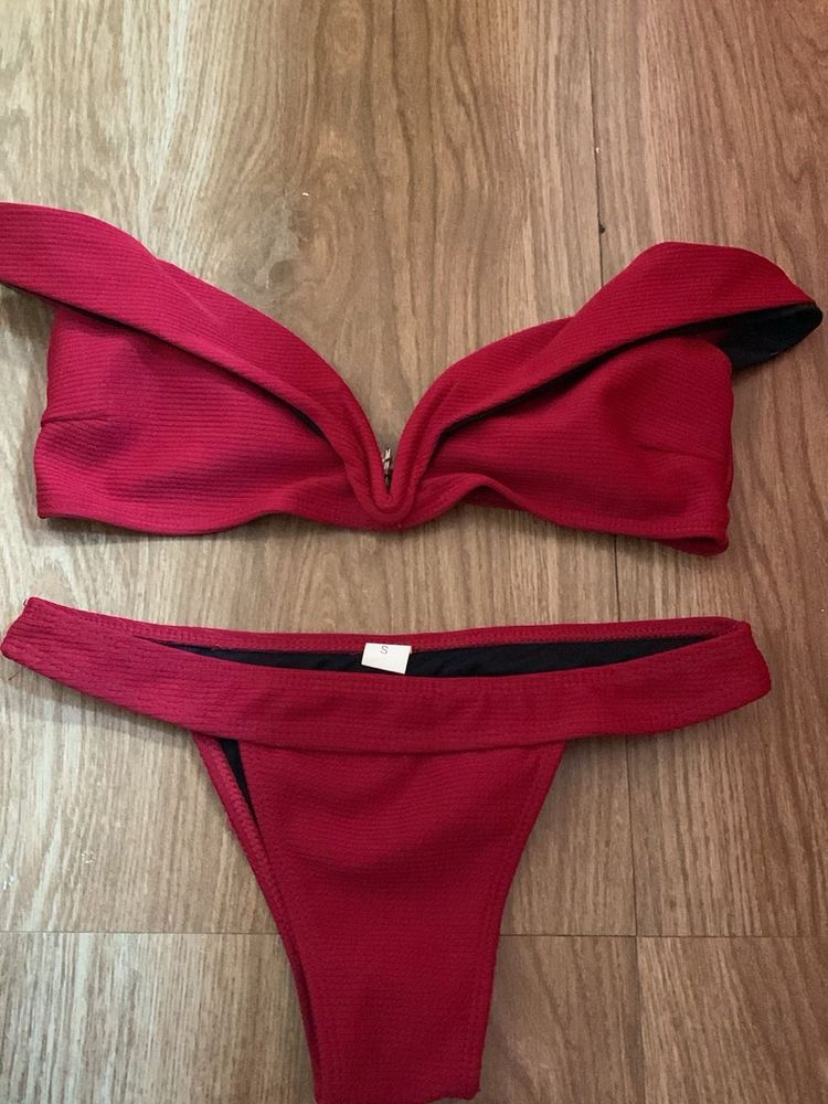 Red Off-Shoulder Bikini Set
