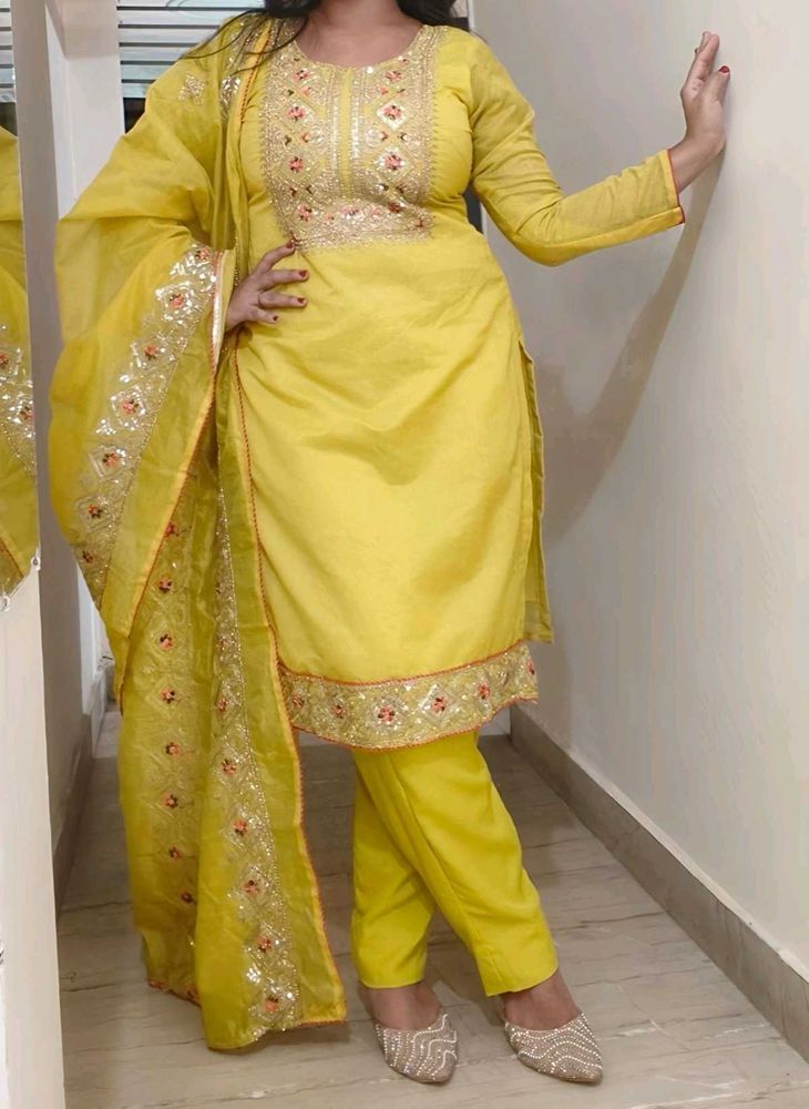 Beautiful Yellow Kurta Set with Dupatta