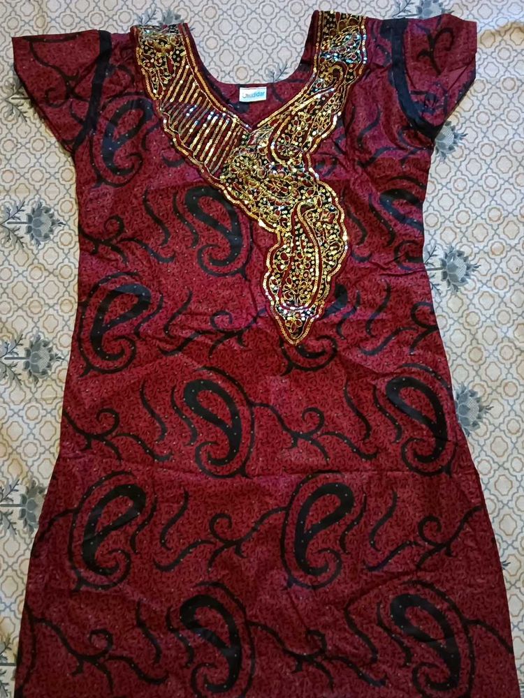 Embellished Maroon Kurta